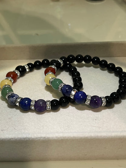 Chakra obsidian Bracelet